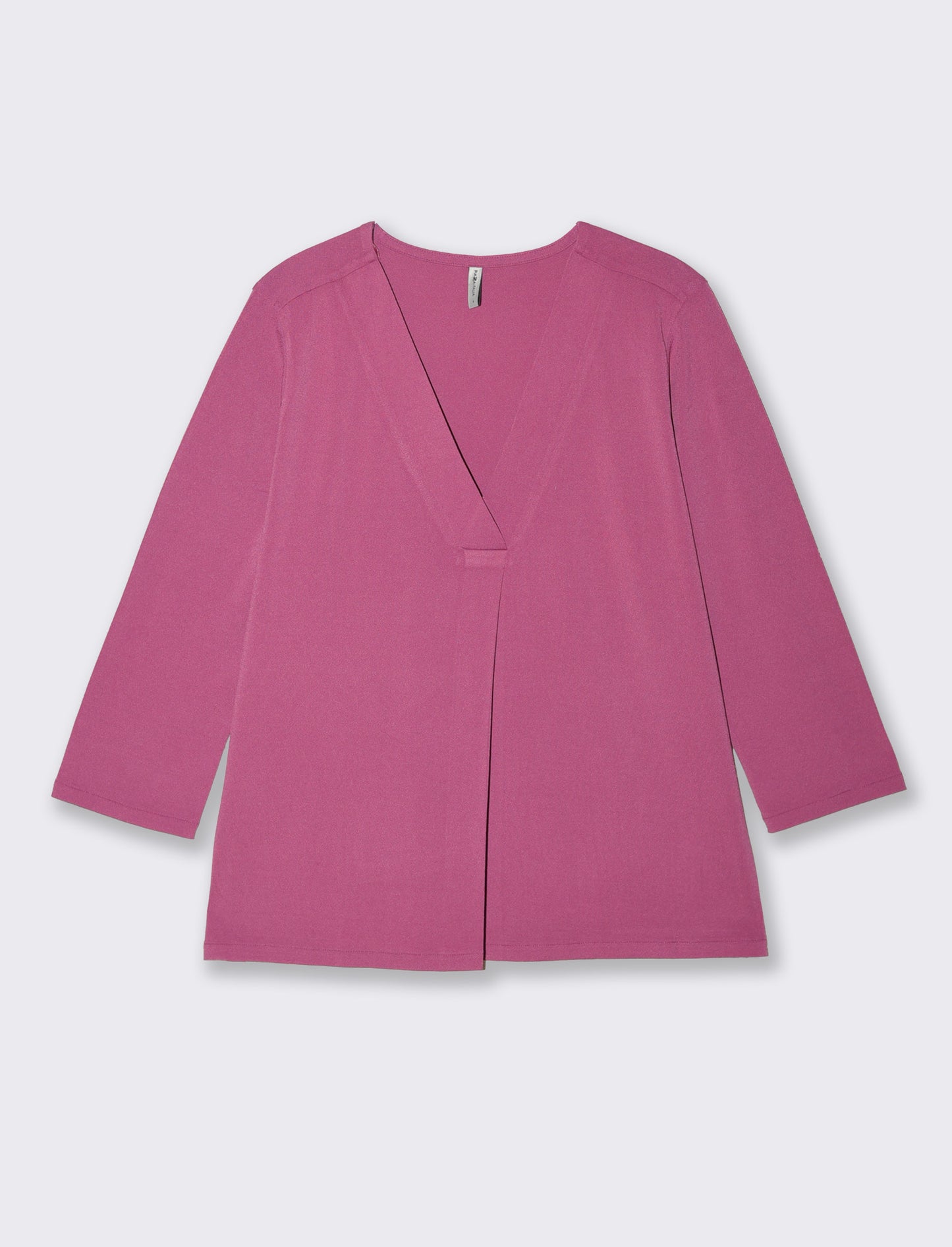 T-Shirt Scollo a V 3/4 Manica Comoda - Fuxia azalea