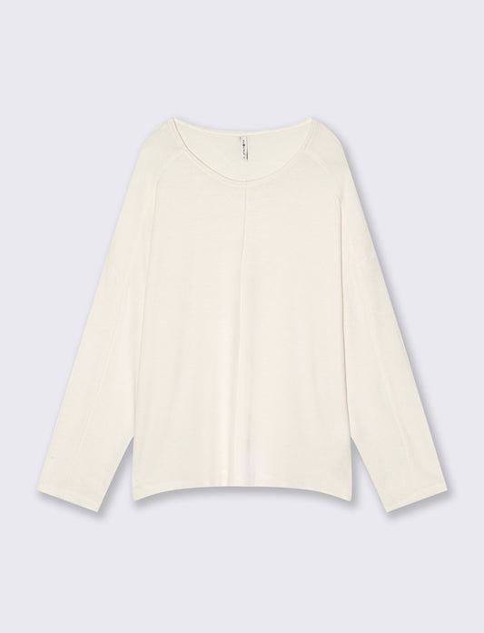 T-Shirt Manica Lunga con Spalla Scesa - Avorio