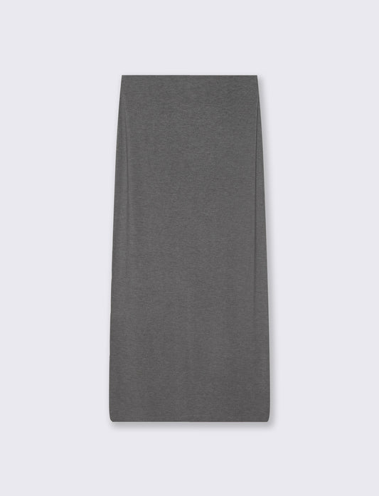 Gonna a tubino con elastico e spacco - Grigio scuro
