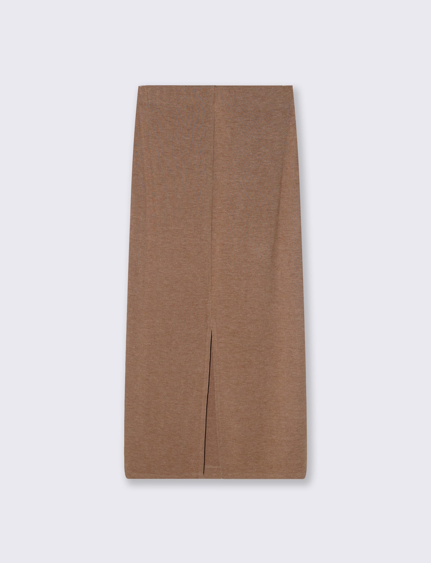 Gonna a tubino con elastico e spacco - Cammello