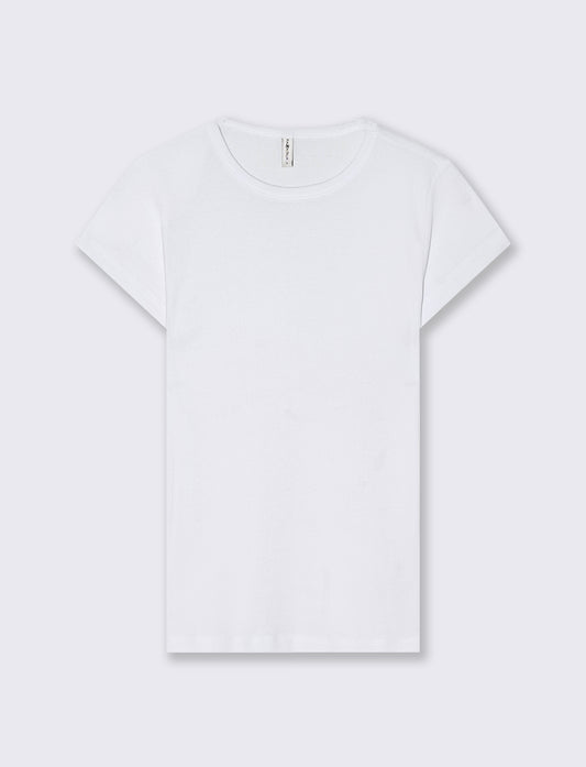 T-Shirt Basica Mezza Manica Girocollo - Bianco