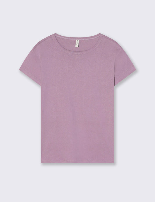 T-Shirt Basica Mezza Manica Girocollo - Viola glicine
