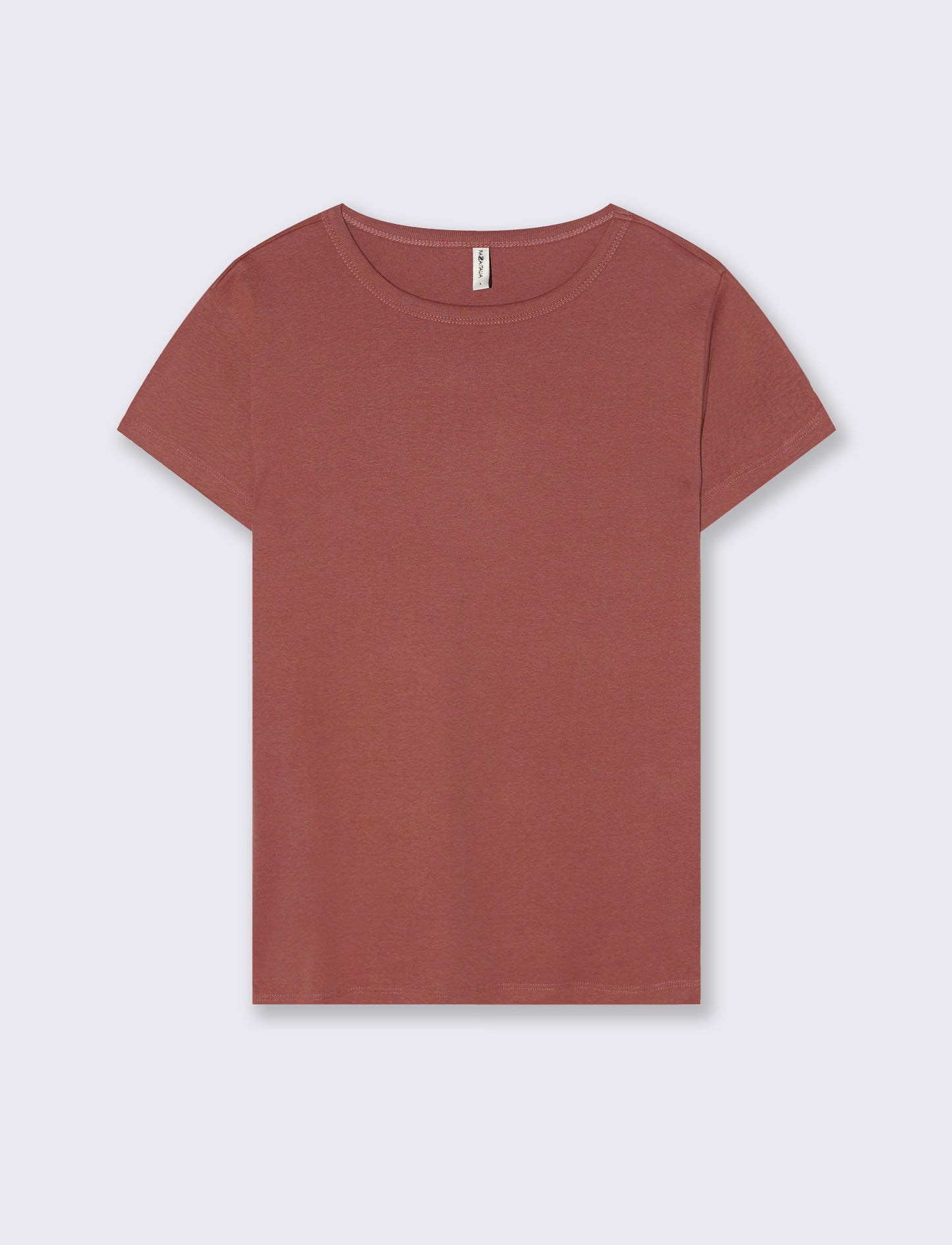 Basic Short Sleeve Crew Neck T-Shirt - Brown