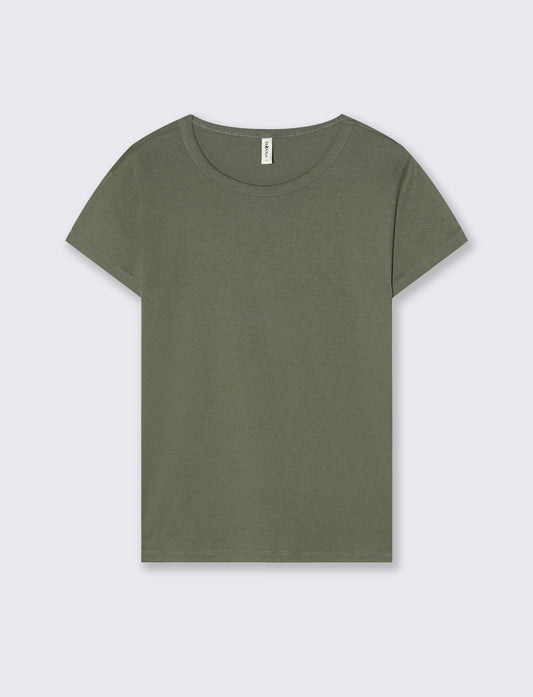 T-Shirt Basica Mezza Manica Girocollo - Verde salvia