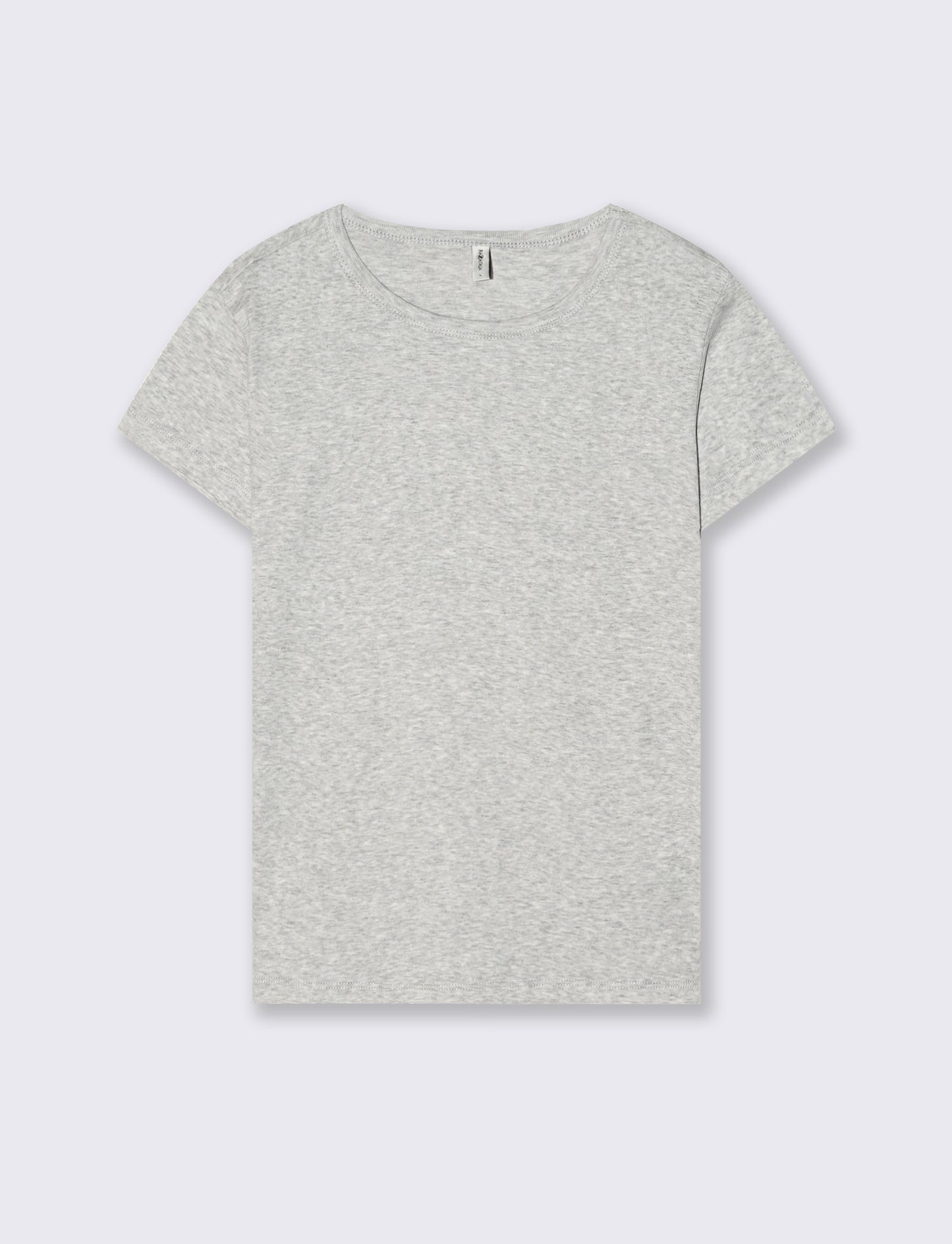 T-Shirt Basica Mezza Manica Girocollo - Grigio chiaro mel.