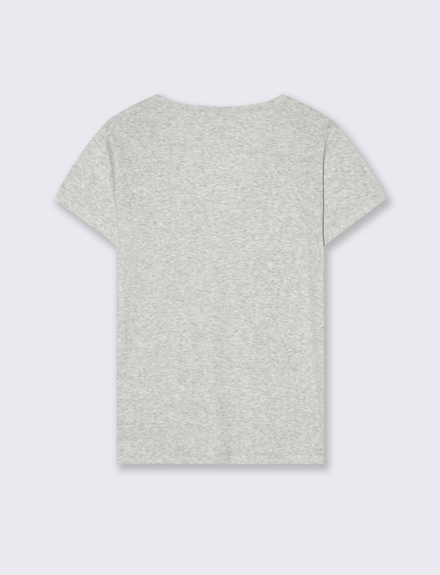 T-Shirt Basica Mezza Manica Girocollo - Grigio chiaro mel.