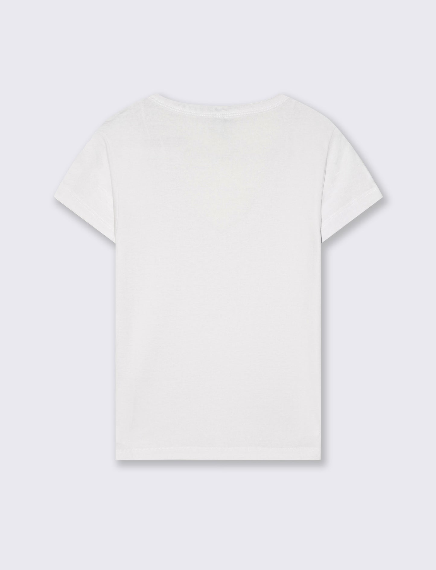 T-Shirt Basic Scollo a V e Coste - Bianco