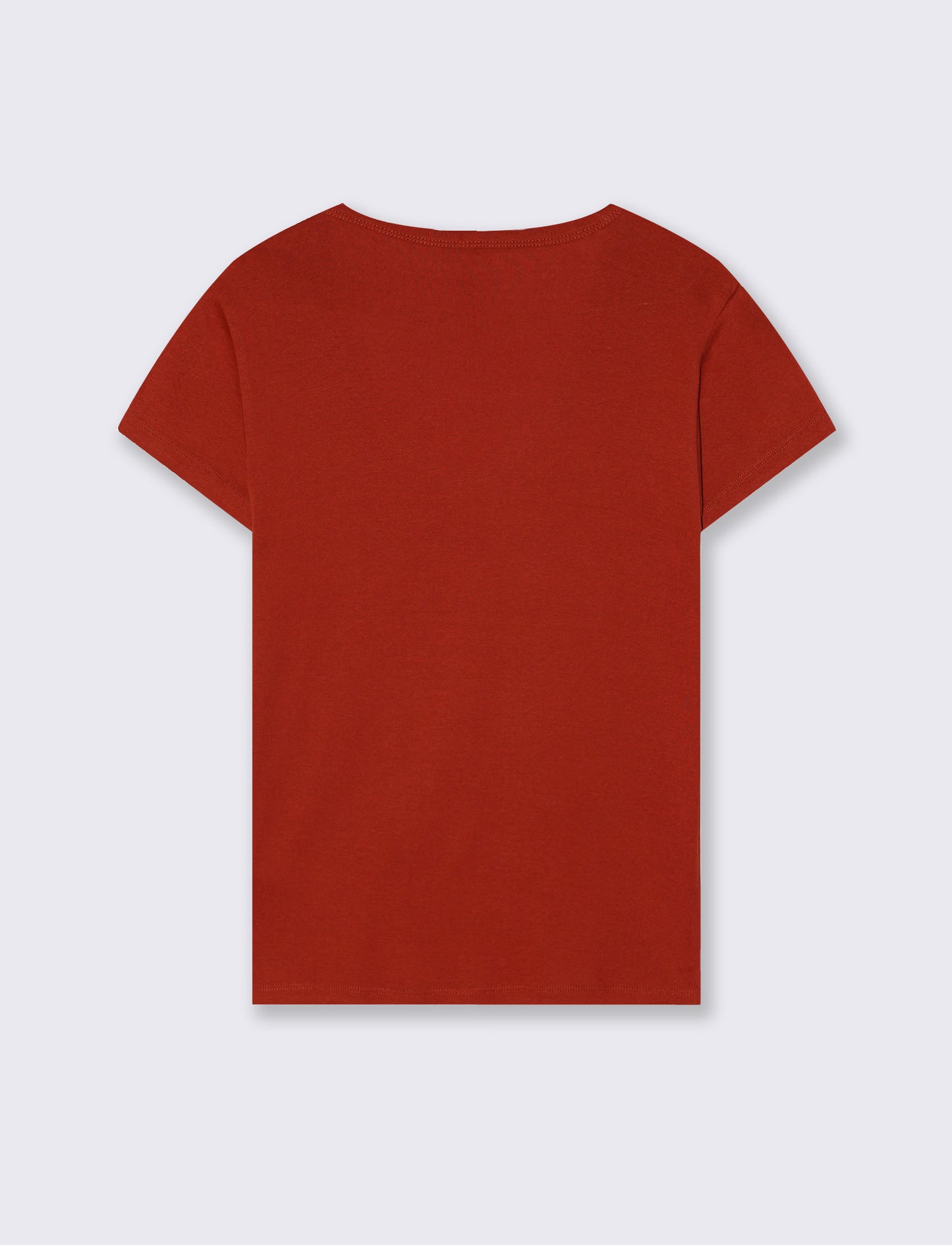 Basic V-Neck Ribbed T-Shirt - Orange