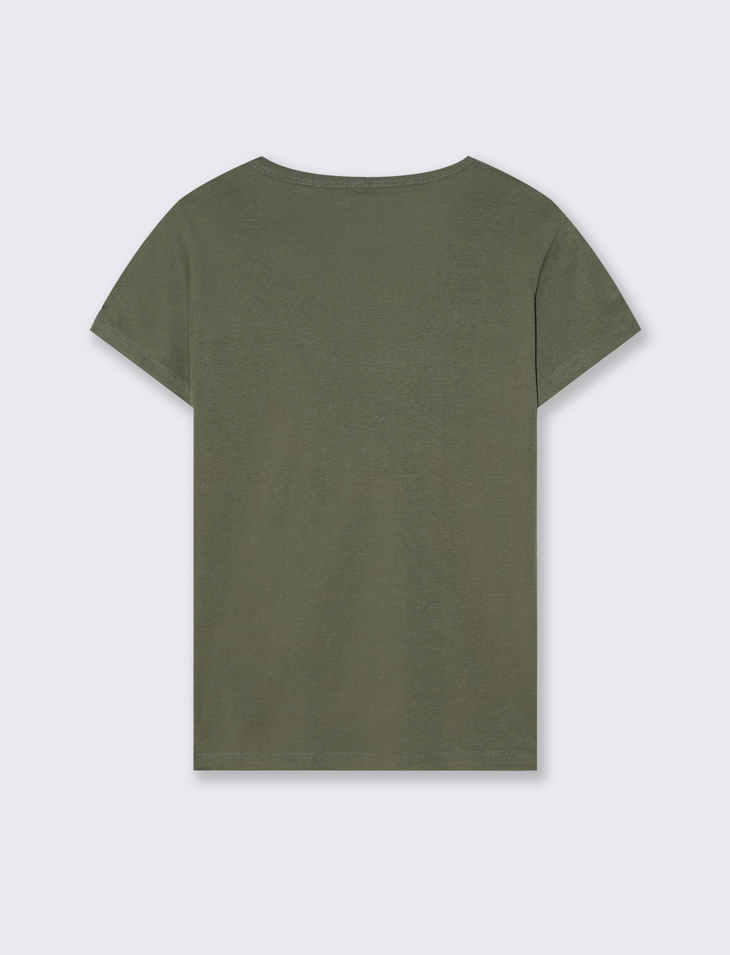 T-Shirt Basic Scollo a V e Coste - Verde salvia