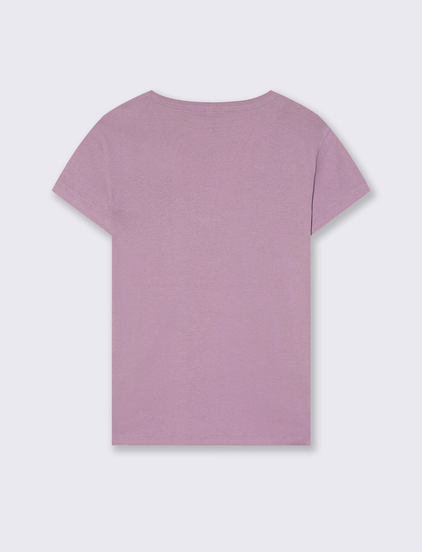 T-Shirt Basic Scollo a V e Coste - Viola glicine