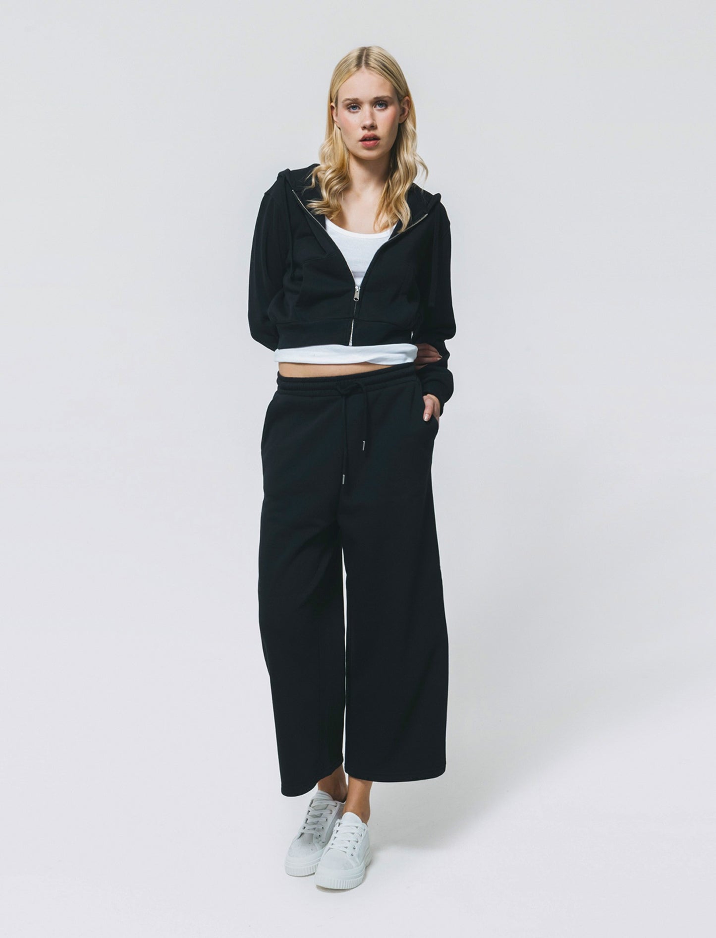 Jogger Culotte con Coulisse in Vita - Nero