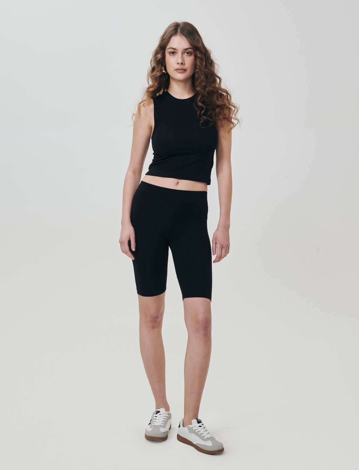 Leggings Ciclista con Fascia Elastico Vita - Nero