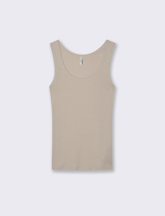 Canottiera Basica Scollo Madonna Skinny - Beige grano