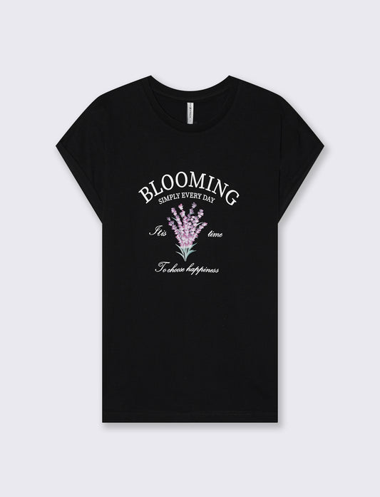 T-Shirt Manica Corta con Stampa e Spalle Scesa - var 3