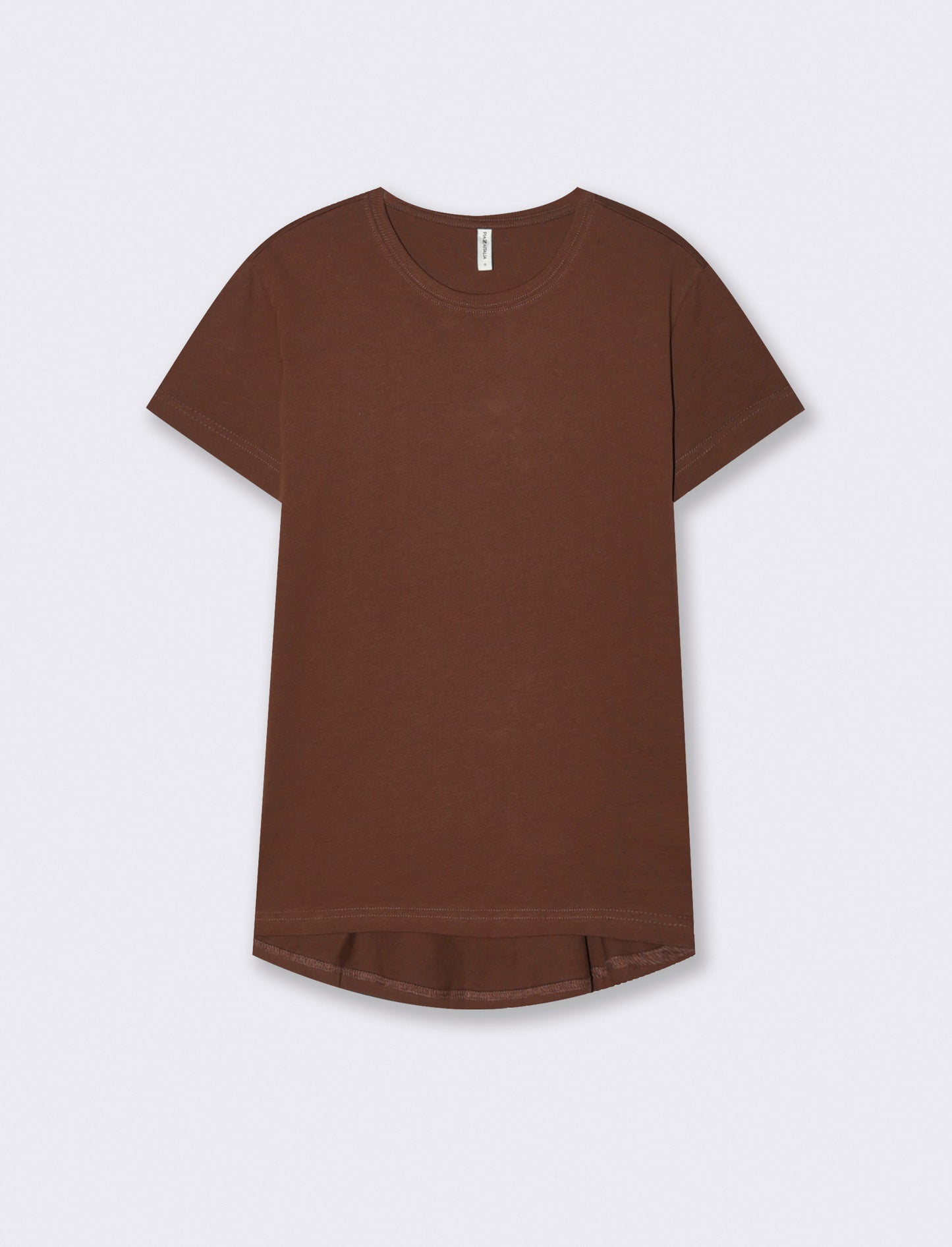 Basic Short Sleeve Crew Neck T-Shirt - Brown