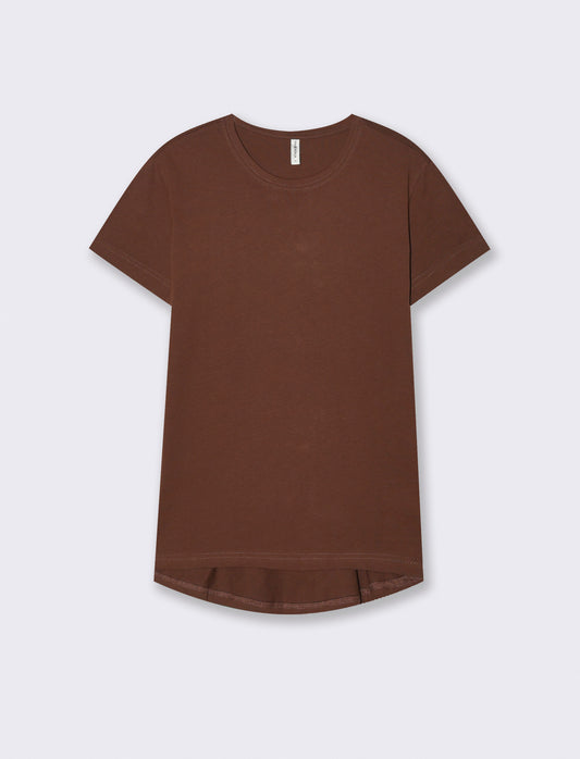 Basic Short Sleeve Crew Neck T-Shirt - Brown