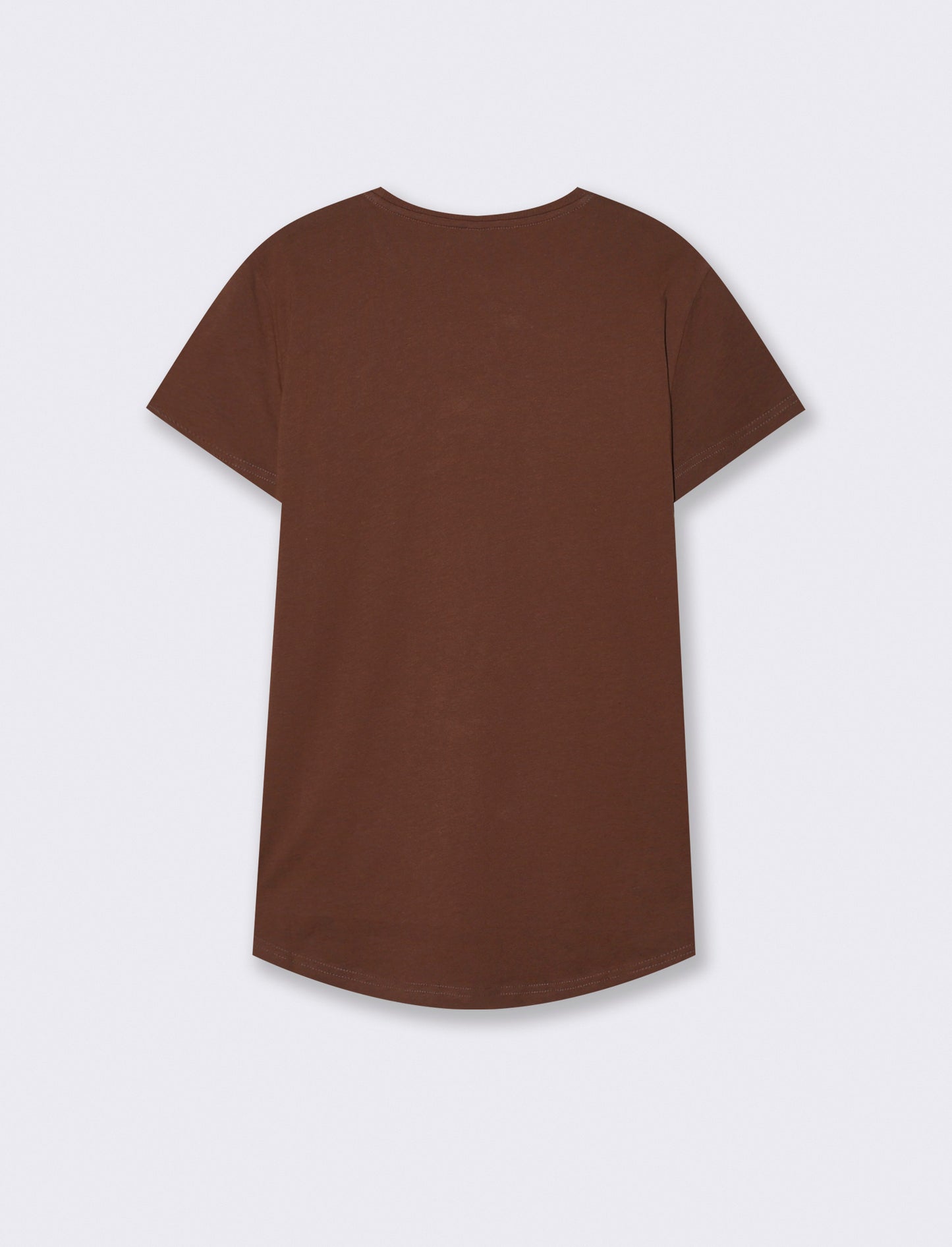 Basic Short Sleeve Crew Neck T-Shirt - Brown
