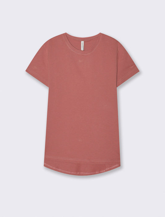 Basic Short Sleeve Crew Neck T-Shirt - Brown