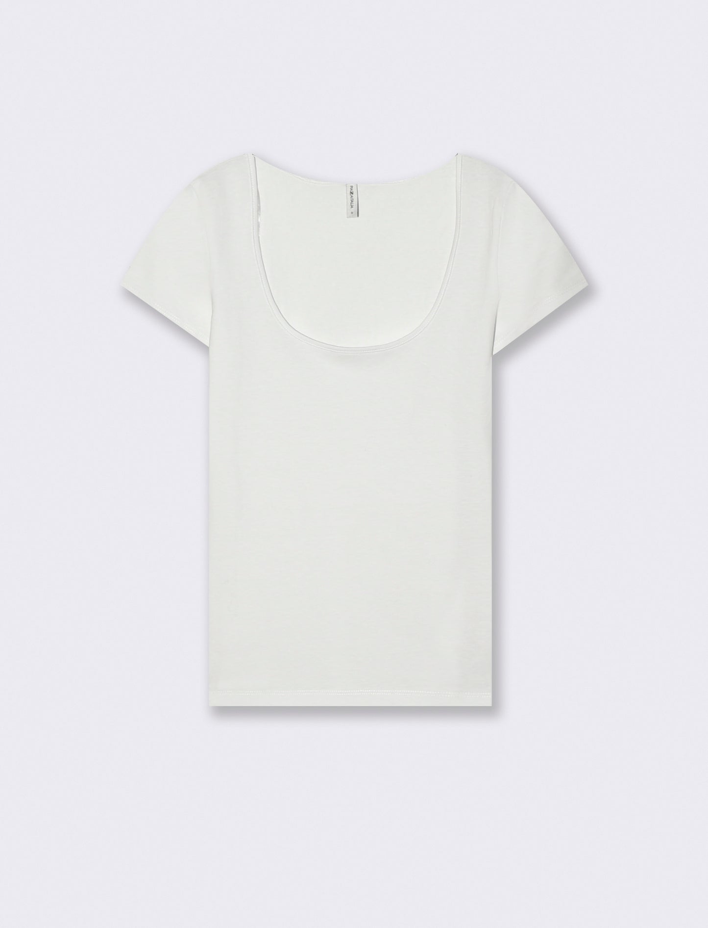 T-Shirt Basic con Scollo Quadrato - Bianco
