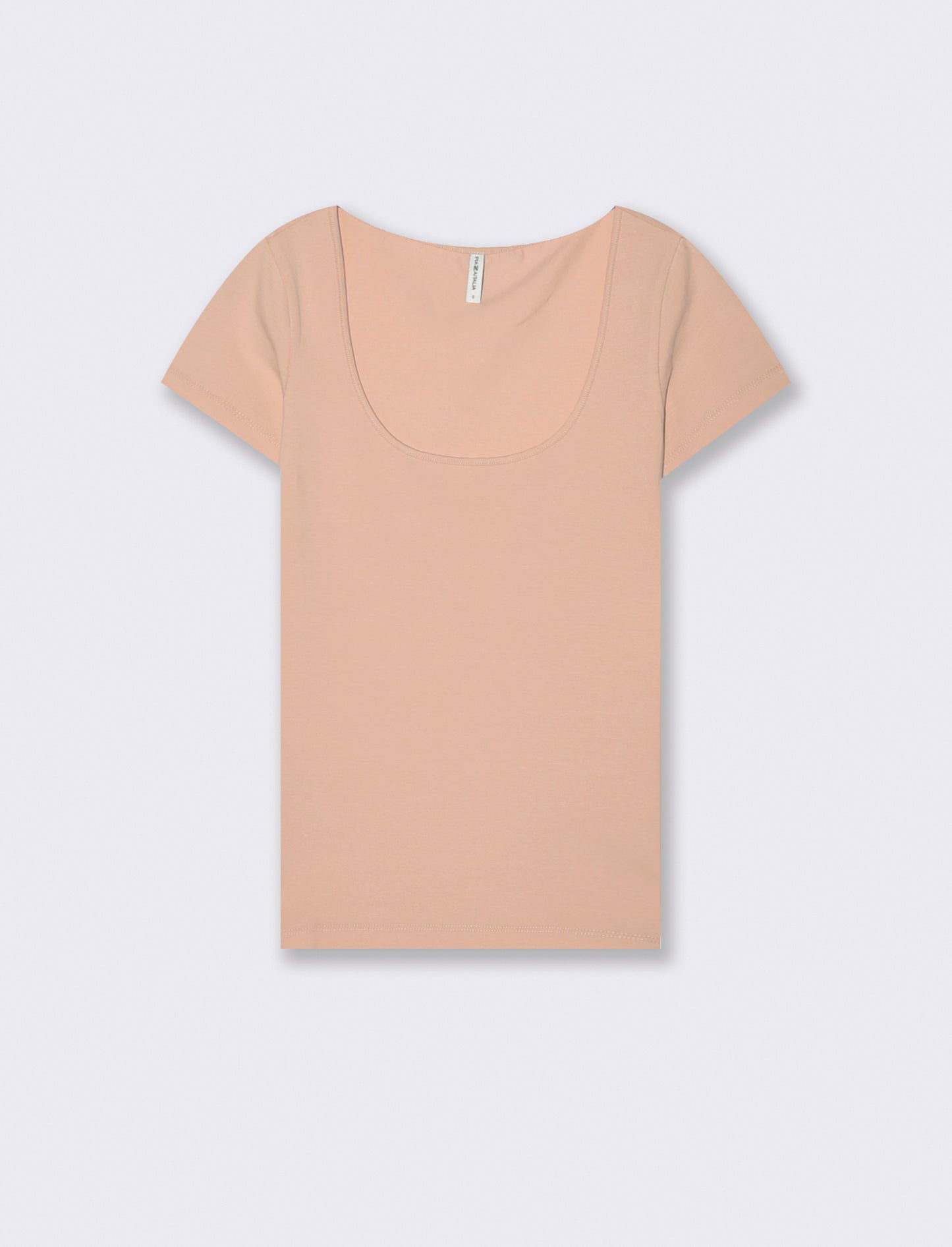 Basic T-Shirt with Square Neckline - Pink
