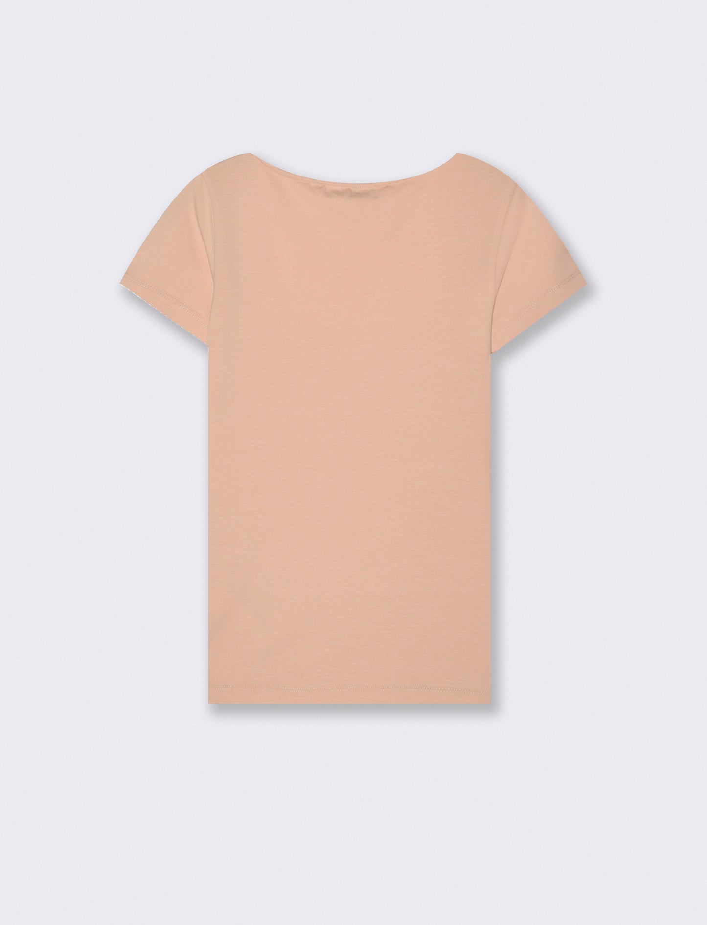 Basic T-Shirt with Square Neckline - Pink