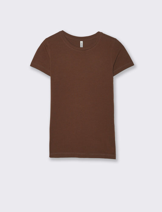 Basic Short Sleeve Skinny T-Shirt - Brown