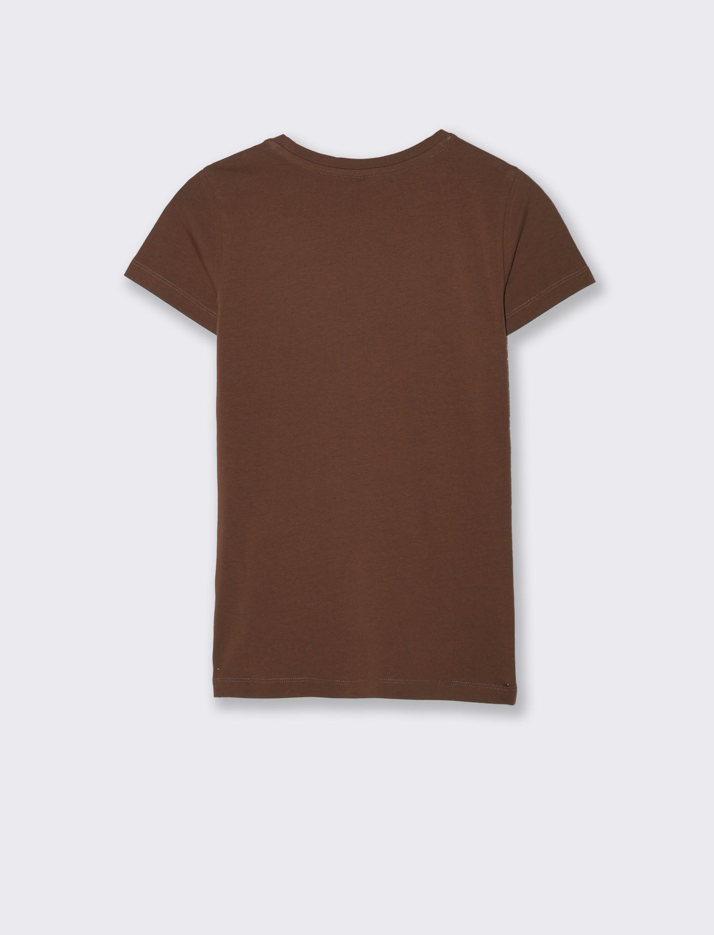 T-Shirt Basica Manica Corta Skinny - Marrone cioccolato