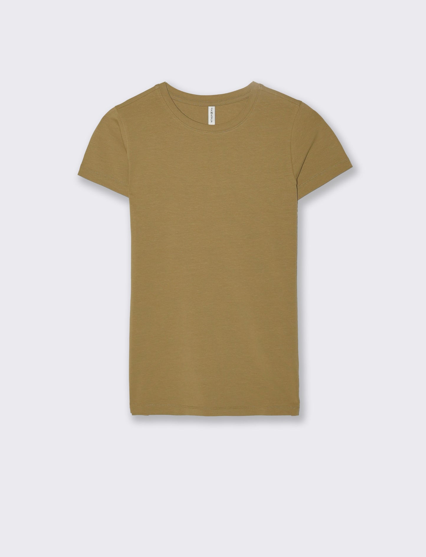 T-Shirt Basica Manica Corta Skinny - Beige fieno