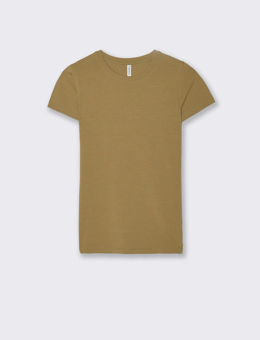 Basic Short Sleeve Skinny T-Shirt - Beige