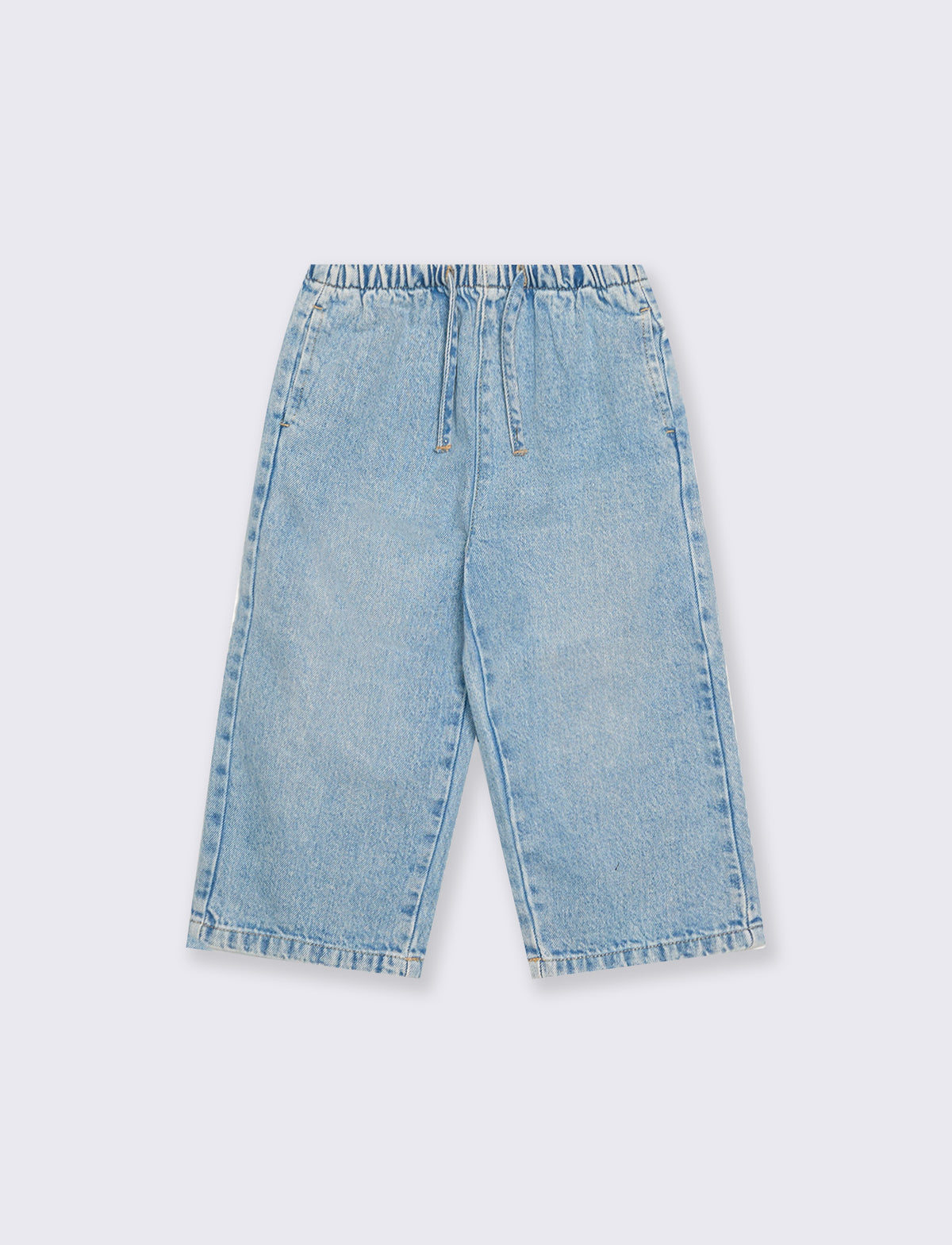 Jeans wide leg con coulisse in vita. - Denim chiaro