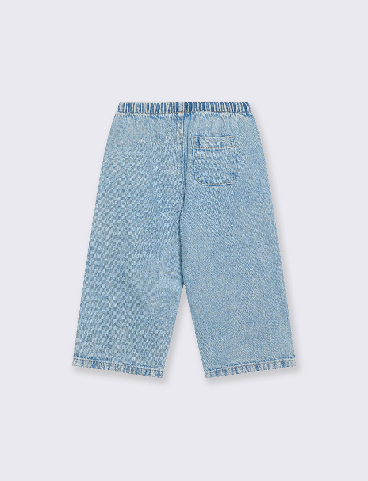 Jeans wide leg con coulisse in vita. - Denim chiaro