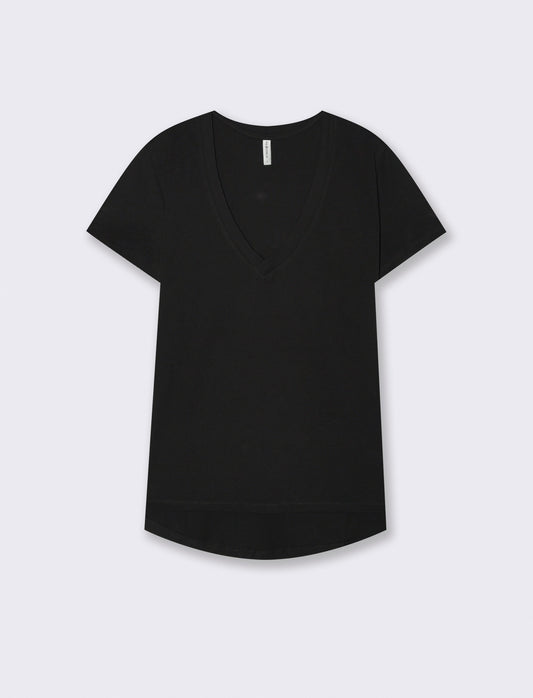 Basic Short Sleeve V-Neck T-Shirt - Black