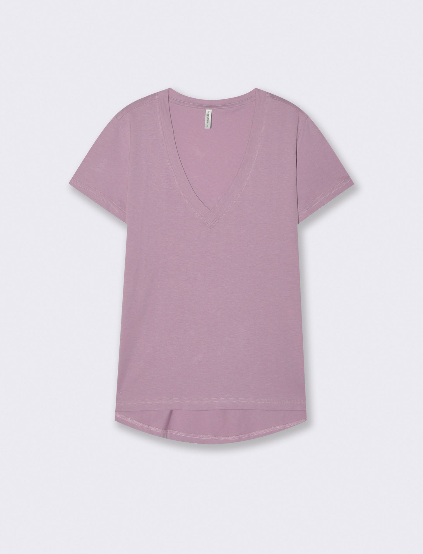 T-Shirt Basica Manica Corta Scollo a V - Viola glicine