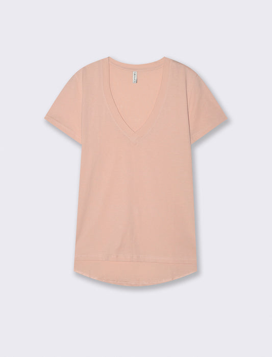 Basic Short Sleeve V-Neck T-Shirt - Orange