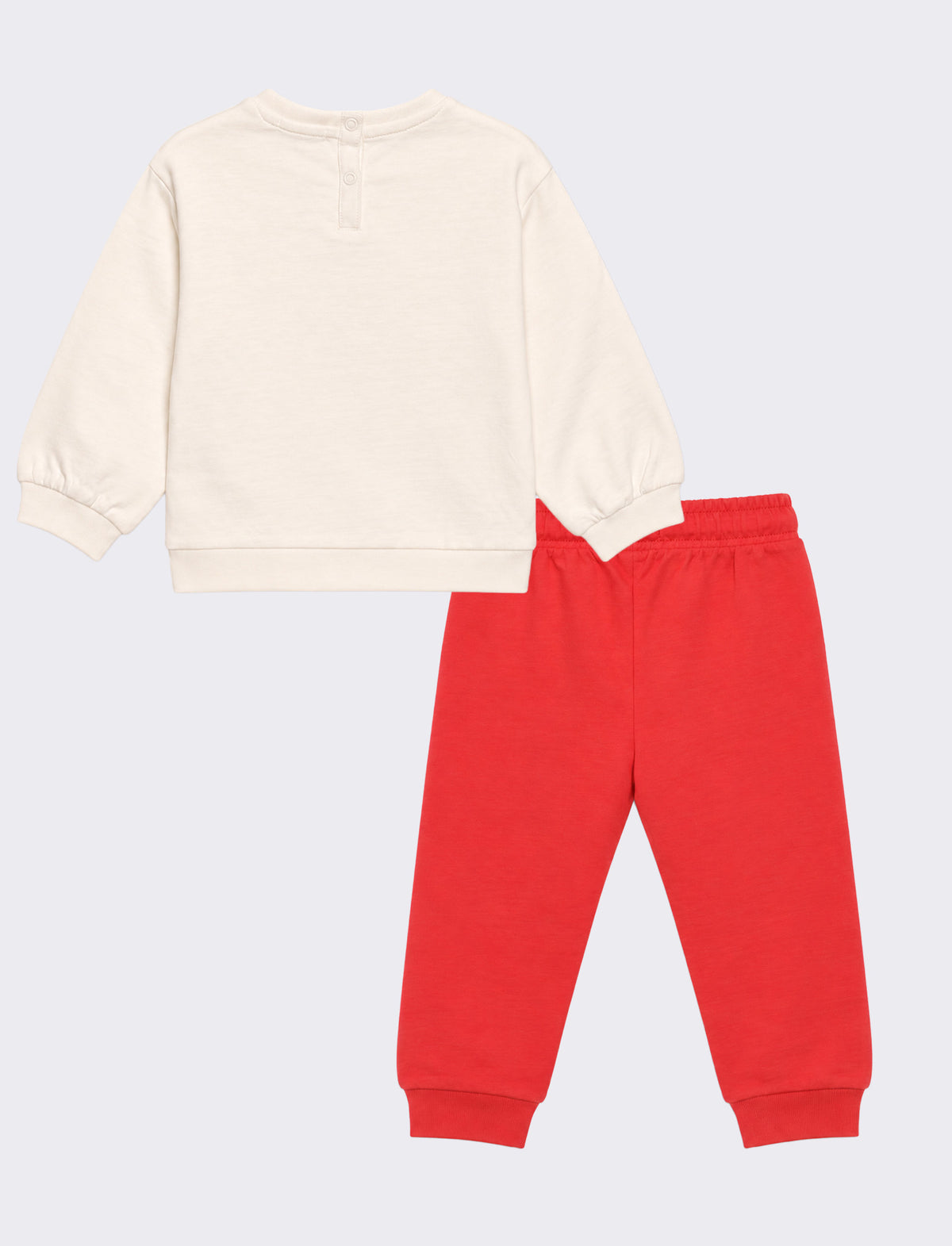 Tuta da bambina in french terry 100% cotone. - Bianco latte