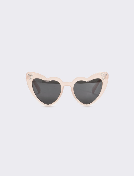 Occhiali da sole a cuore con strass - Rosa