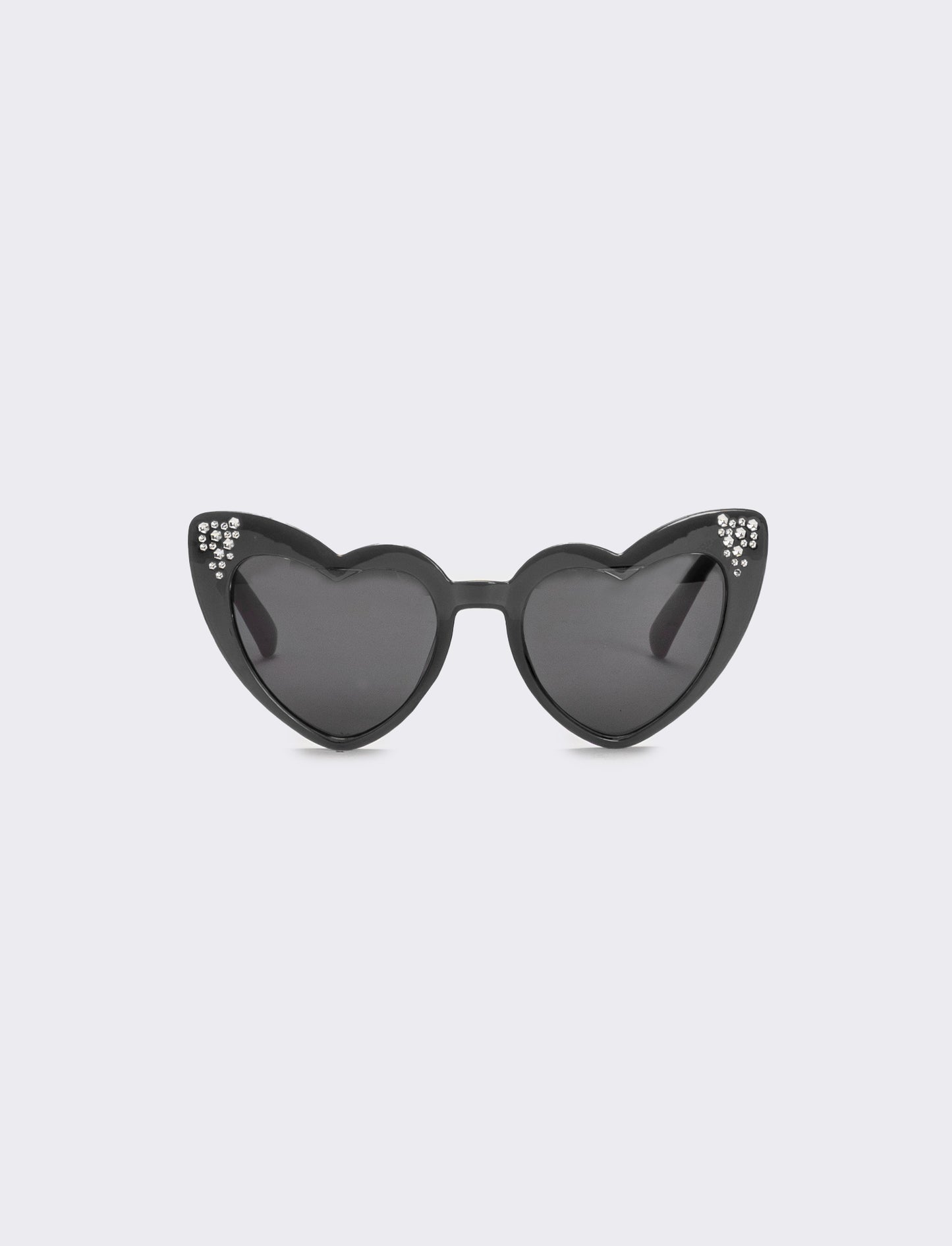 Occhiali da sole a cuore con strass - Nero
