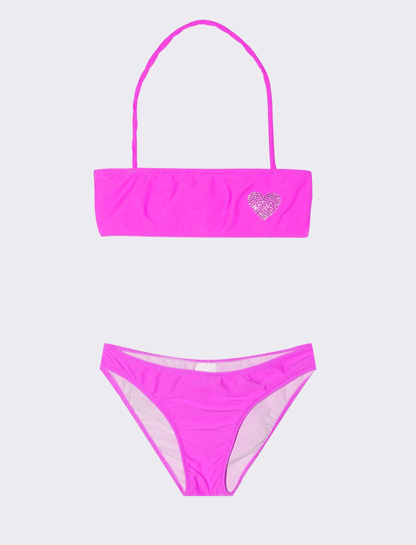 Bikini da bambina con decorazione in strass. - Viola