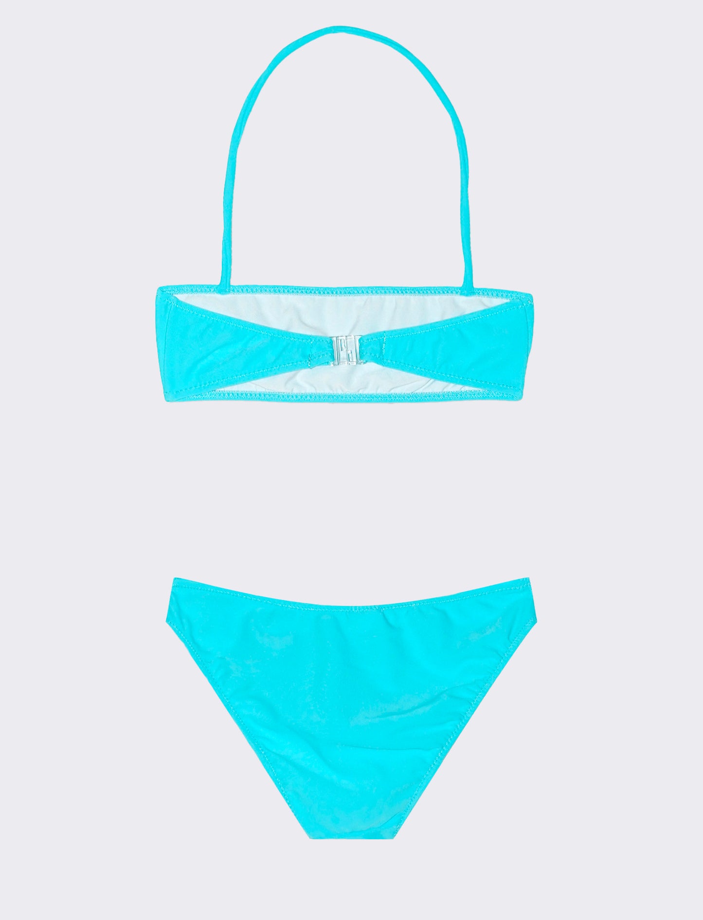 Bikini da bambina con decorazione in strass. - Blu