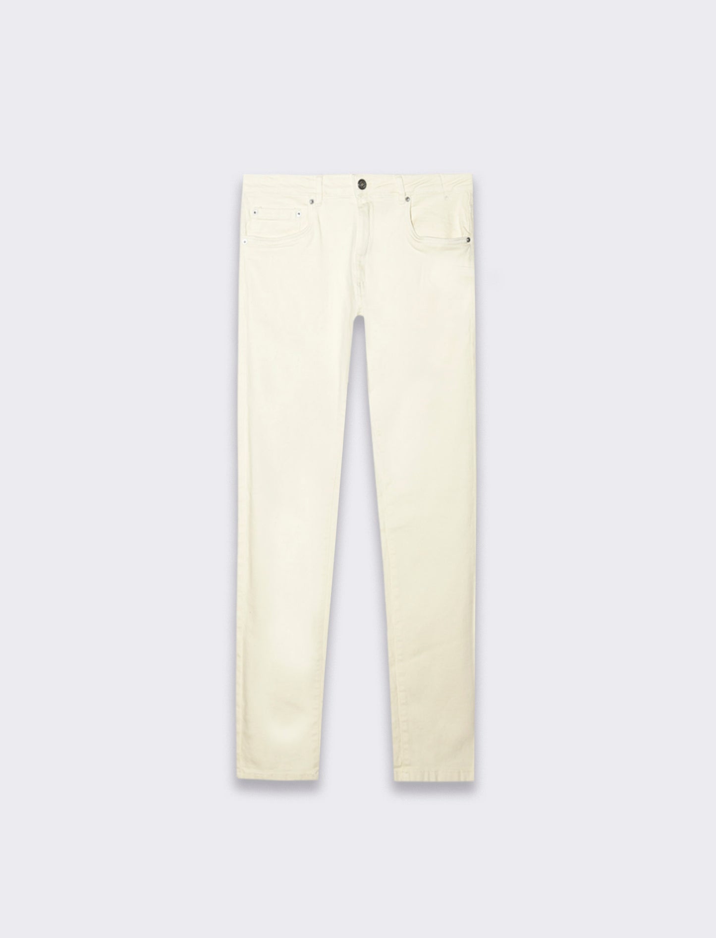 Pantaloni slim fit, cinque tasche in tessuto cotone stretch effetto slavato. Chiusura anteriore con - Bianco
