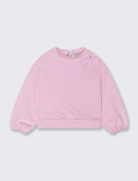 Felpa da neonatta a maniche lunghe con fiocco. - Rosa