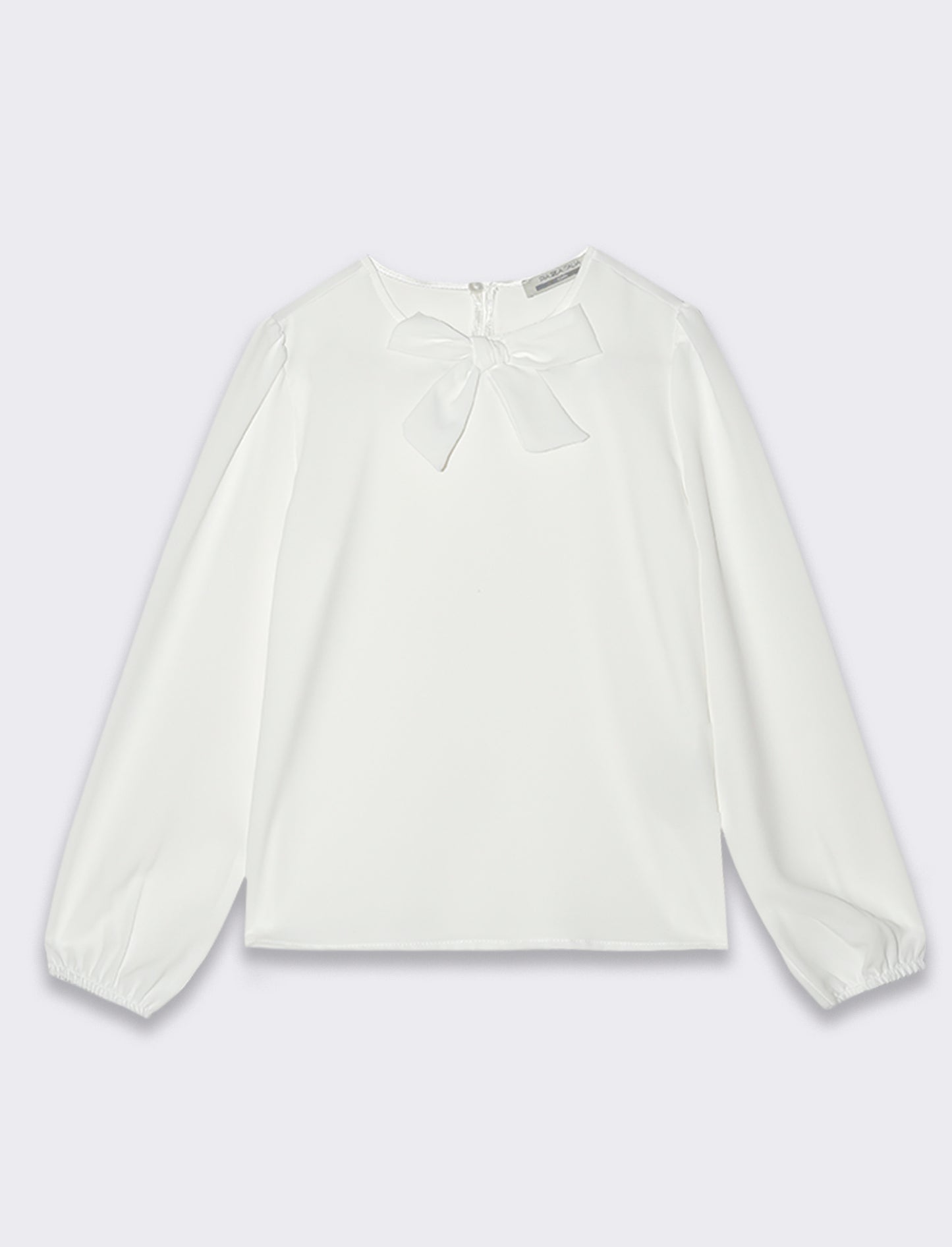 Blusa con fiocco da bambina. - Bianco