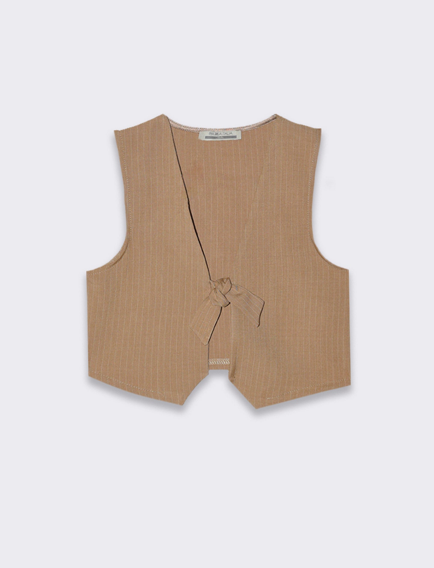 Gilet estivo gessato da bambina. - Beige