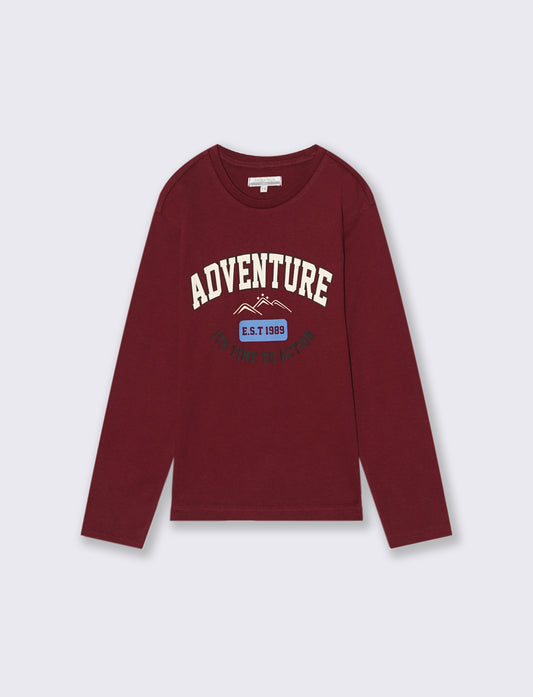 T-SHIRT IN JERSEY CON STAMPA - Bordeaux