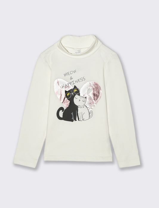 Lupetto in cotone elastico. - Bianco latte