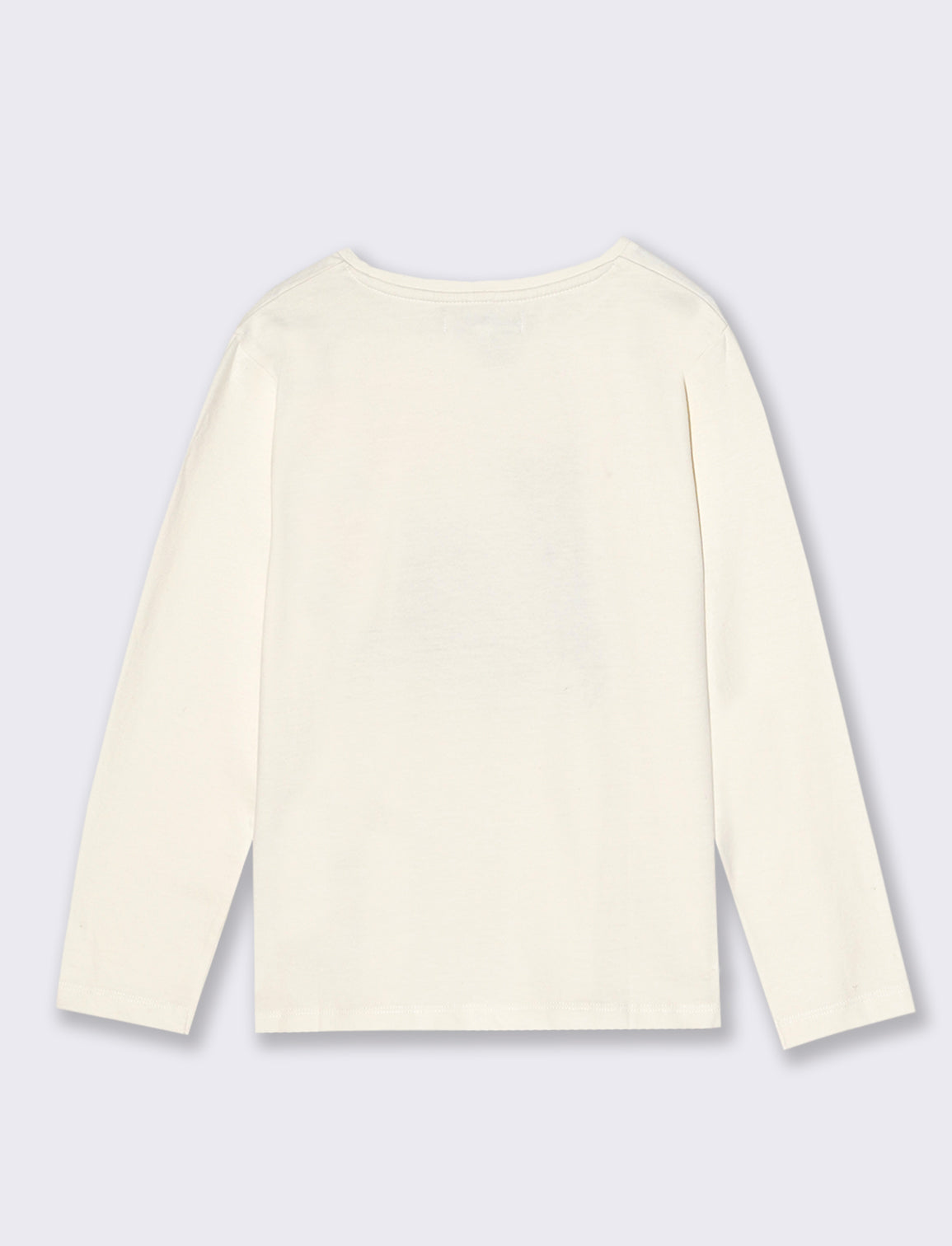 T-Shirt manica lunga in cotone dalla mano pesca con stampa e fiocchi applicati. - Bianco sporco