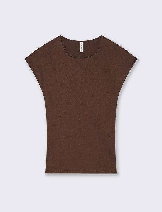 T-Shirt Manica Ad Aletto Basic - Marrone cioccolato