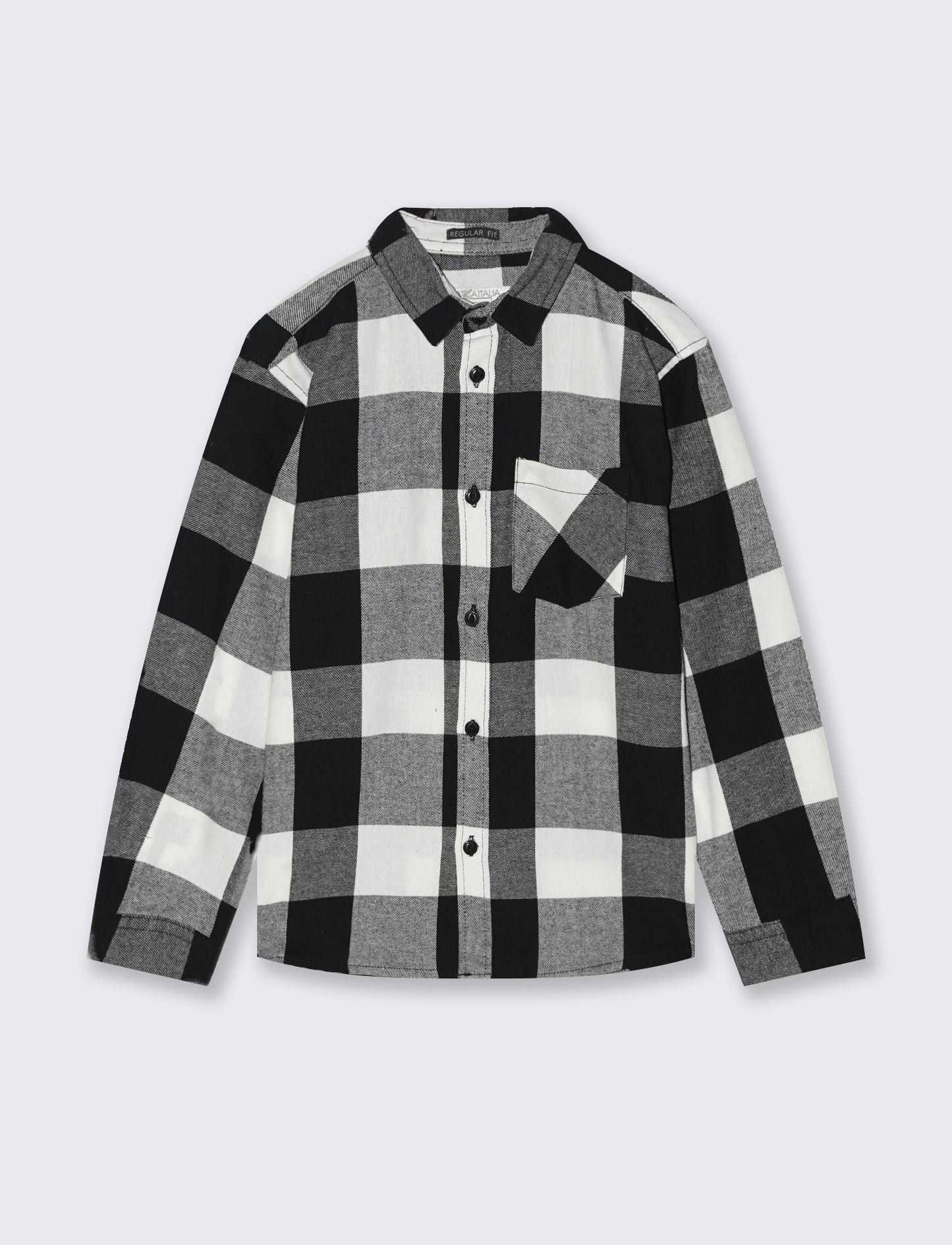 Camicia in flanella fantasia. - Nero