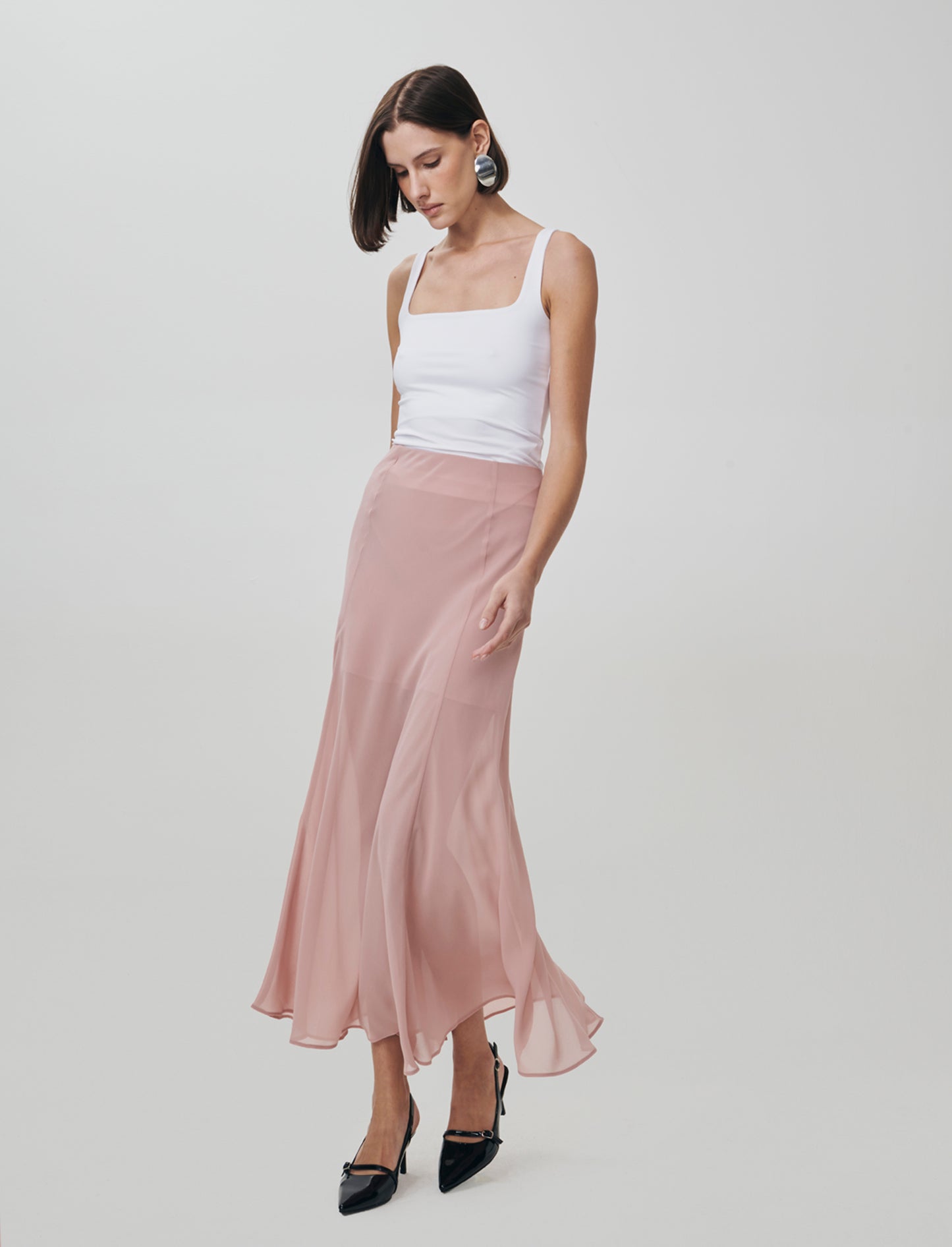 Top con spallina larga e scollo V cut-out - Bianco latte