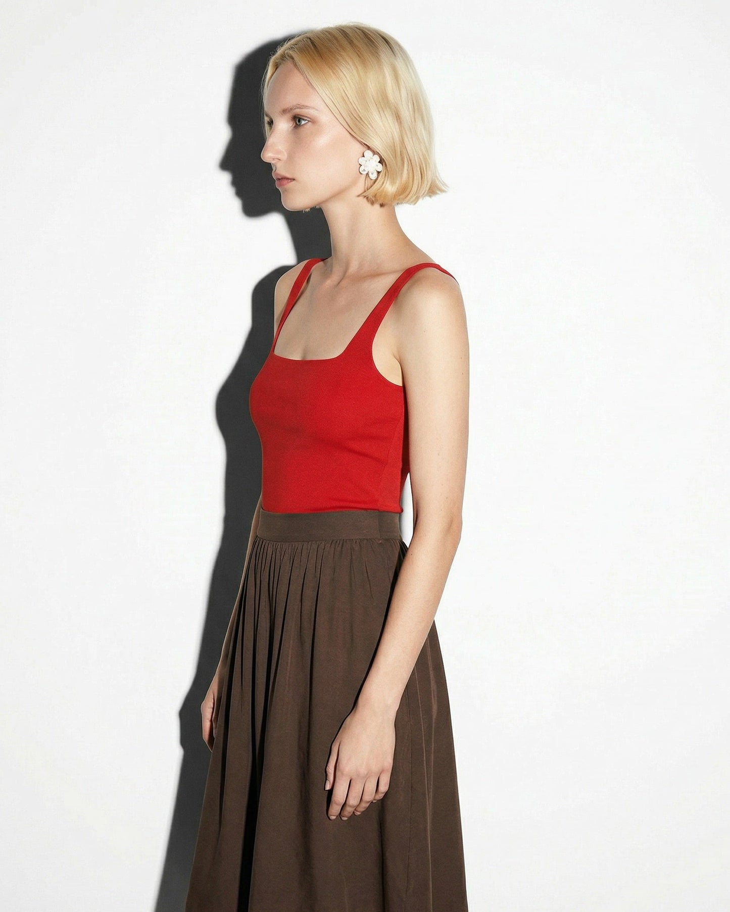 Top con spallina larga e scollo V cut-out - Rosso